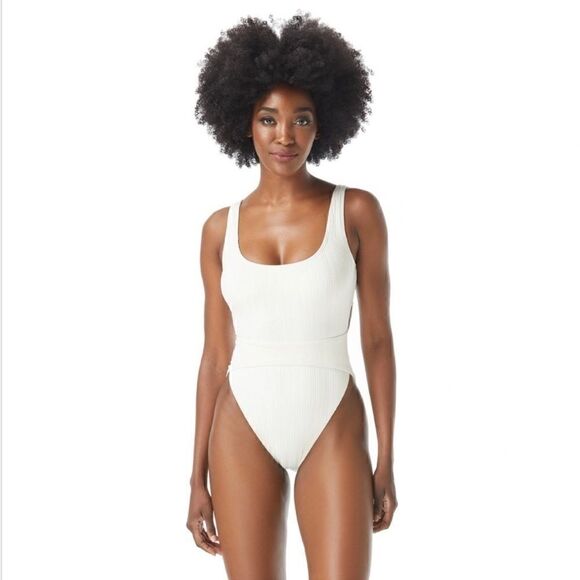 VINCE CAMUTO Ribbed High-Leg CutOut One-Piece Swimsuit Ripple Effect New Size 4 - Picture 4 of 11